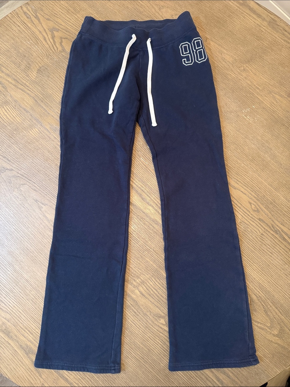 Hollister Womens Navy Knit Pants with White Drawstring and '98 Patch